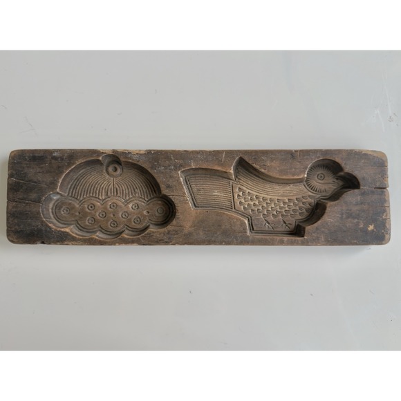 Other - Antique Chinese Folk Art, Carved Hardwood Mooncake Mold — Phoenix & Cloud Motif